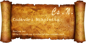 Csákvári Nikoletta névjegykártya